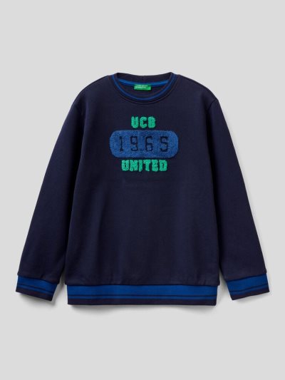 Benetton 100% Katoenen Embroidery Sweatshirt Kinderen Donkerblauw | BE049466