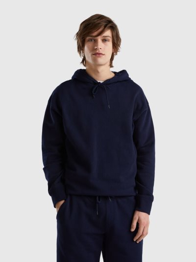 Benetton 100% Katoenen Hoodie Heren Donkerblauw | BE476854