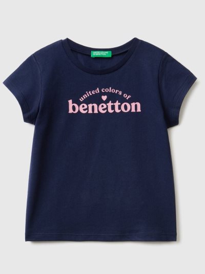 Benetton 100% Katoenen Logo Short Sleeve T-shirts Kinderen Donkerblauw | BE146377