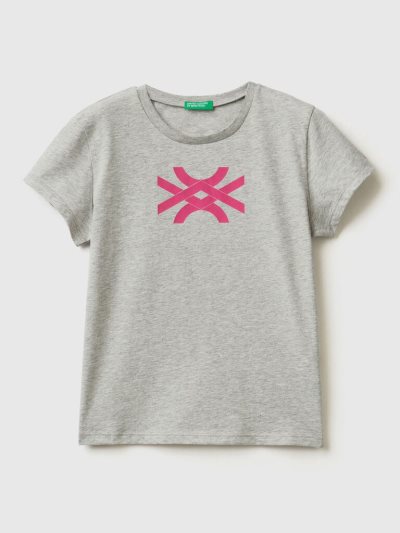 Benetton 100% Katoenen Logo Short Sleeve T-shirts Kinderen Lichtgrijs | BE164310