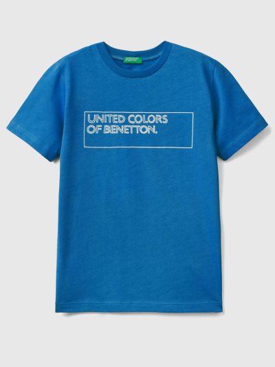 Benetton 100% Katoenen Logo Short Sleeve T-shirts Kinderen Blauw | BE362790