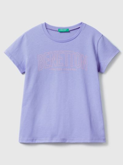 Benetton 100% Katoenen Logo Short Sleeve T-shirts Kinderen Periwinkle | BE605334