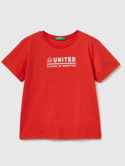 Benetton 100% Katoenen Logo Short Sleeve T-shirts Kinderen Rood | BE618150