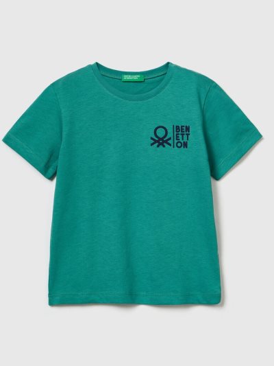 Benetton 100% Katoenen Logo Short Sleeve T-shirts Kinderen Donkergroen | BE735801