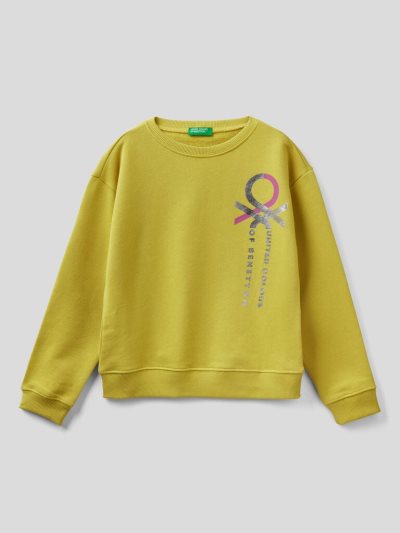 Benetton 100% Katoenen Logo Sweatshirt Kinderen Geel | BE073962