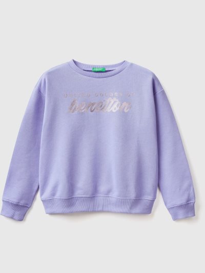 Benetton 100% Katoenen Logo Sweatshirt Kinderen Periwinkle | BE201798