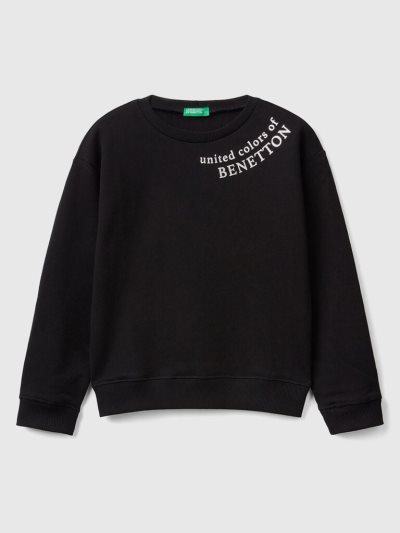 Benetton 100% Katoenen Logo Sweatshirt Kinderen Zwart | BE280075