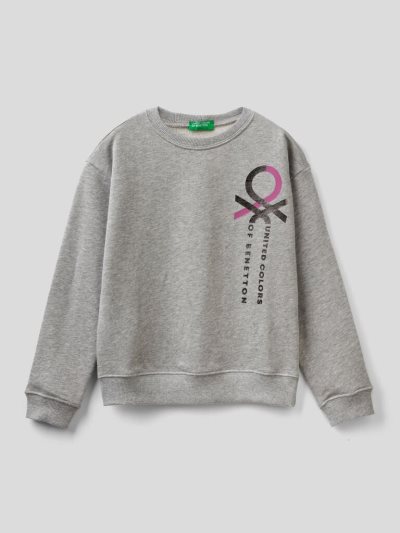 Benetton 100% Katoenen Logo Sweatshirt Kinderen Grijs | BE623975