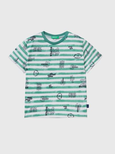 Benetton 100% Katoenen Patterned Short Sleeve T-shirts Kinderen Groen | BE486624