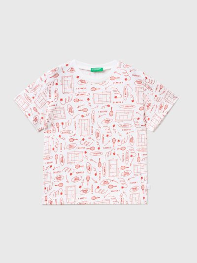 Benetton 100% Katoenen Patterned Short Sleeve T-shirts Kinderen Wit | BE806053