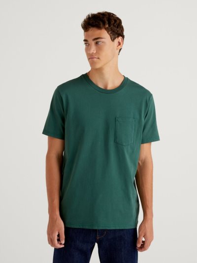 Benetton 100% Katoenen Pocket Short Sleeve T-shirts Heren Donkergroen | BE063887