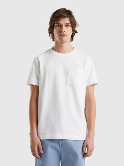 Benetton 100% Katoenen Pocket Short Sleeve T-shirts Heren Wit | BE126834