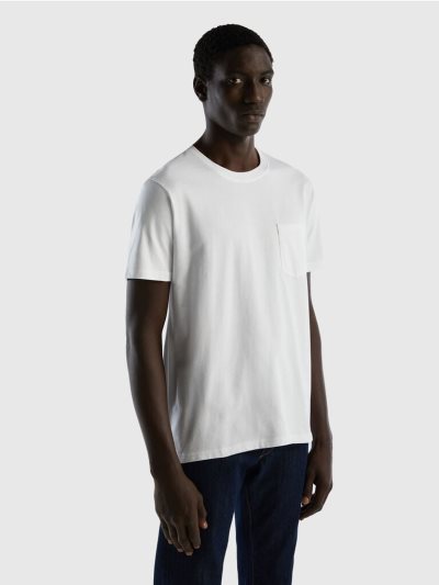 Benetton 100% Katoenen Pocket Short Sleeve T-shirts Heren Wit | BE412457