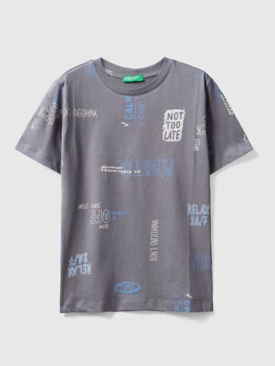 Benetton 100% Katoenen Print Short Sleeve T-shirts Kinderen Grijs | BE539565