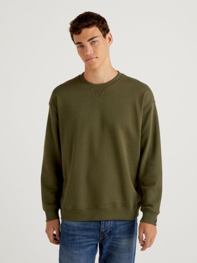 Benetton 100% Katoenen Pullover Sweatshirt Heren Groen | BE014663