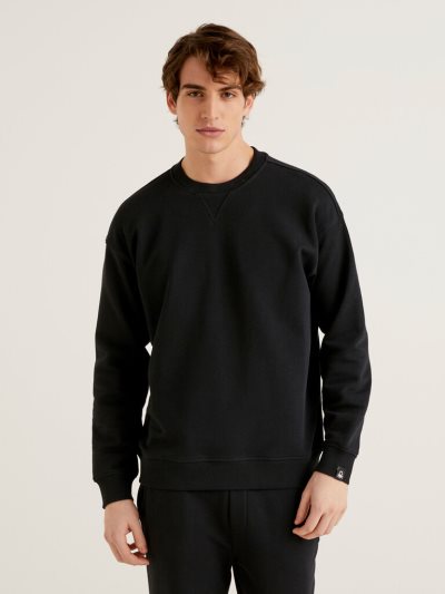 Benetton 100% Katoenen Pullover Sweatshirt Heren Zwart | BE030543