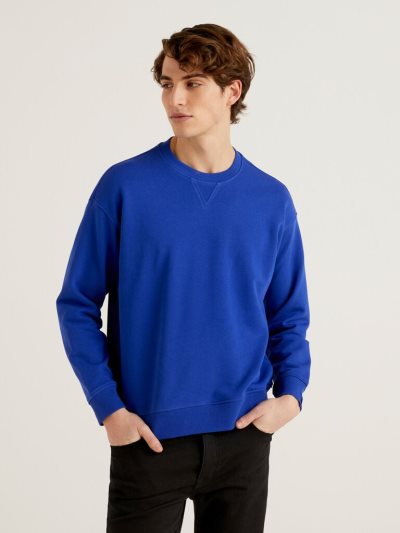 Benetton 100% Katoenen Pullover Sweatshirt Heren Blauw | BE293404