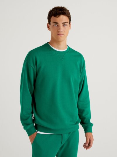 Benetton 100% Katoenen Pullover Sweatshirt Heren Groen | BE420306