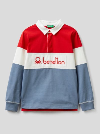 Benetton 100% Katoenen Rugby Long Sleeve Polos Kinderen Rood | BE012782