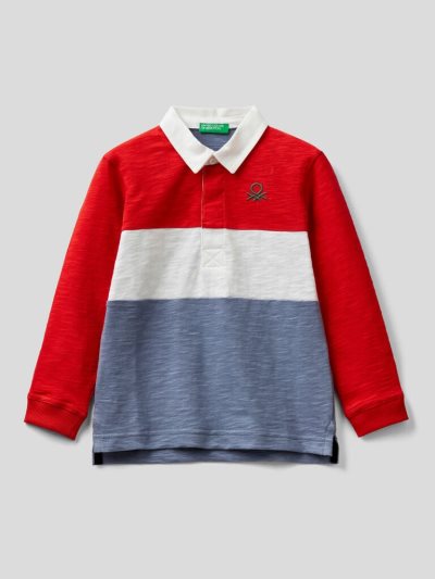 Benetton 100% Katoenen Rugby Long Sleeve Polos Kinderen Rood | BE300559