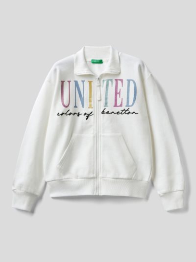 Benetton 100% Katoenen Zip Sweatshirt Kinderen Wit | BE352698