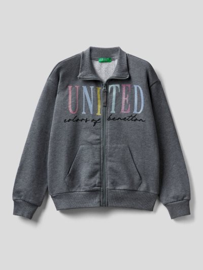 Benetton 100% Katoenen Zip Sweatshirt Kinderen Donkergrijs | BE590484