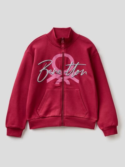 Benetton 100% Katoenen Zip Sweatshirt Kinderen Bordeaux | BE597207