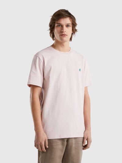 Benetton 100% Organic Katoenen Basic Short Sleeve T-shirts Heren Roze | BE842913