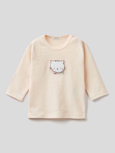 Benetton 100% Organic Katoenen Patch T-shirts Kinderen Wit | BE060632