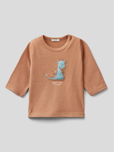 Benetton 100% Organic Katoenen Patch T-shirts Kinderen Bruin | BE558133