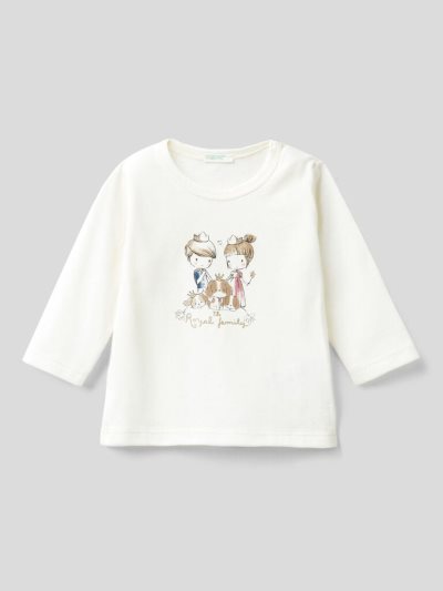 Benetton 100% Organic Katoenen Print T-shirts Kinderen Wit | BE843381