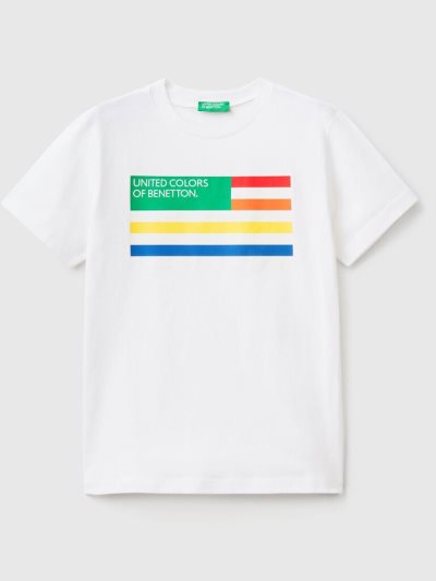 Benetton 100% Organic Katoenen Short Sleeve T-shirts Kinderen Wit | BE878314