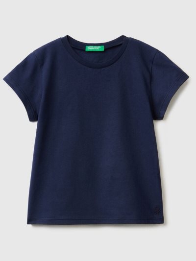 Benetton 100% Organic Katoenen Short Sleeve T-shirts Kinderen Donkerblauw | BE902116