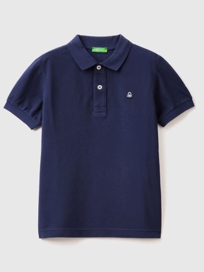 Benetton 100% Organic Katoenen Slim Fit Short Sleeve Polos Kinderen Donkerblauw | BE248249