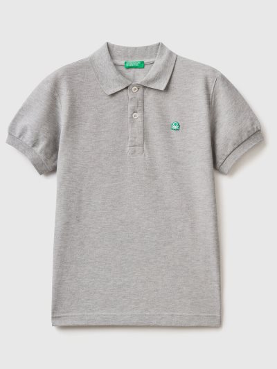 Benetton 100% Organic Katoenen Slim Fit Short Sleeve Polos Kinderen Lichtgrijs | BE308626