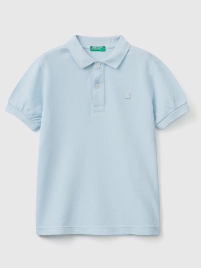 Benetton 100% Organic Katoenen Slim Fit Short Sleeve Polos Kinderen Blauw | BE955239