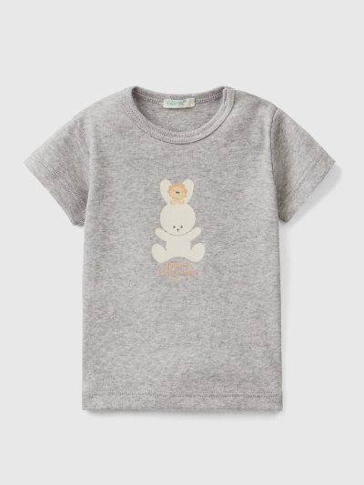 Benetton 100% Organic Katoenen T-shirts Kinderen Lichtgrijs | BE235740