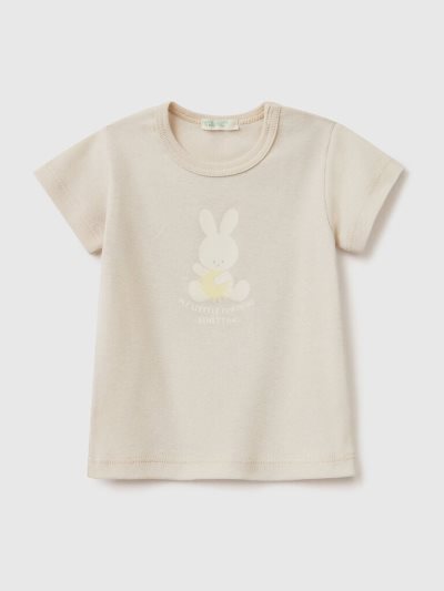 Benetton 100% Organic Katoenen T-shirts Kinderen Beige | BE323681