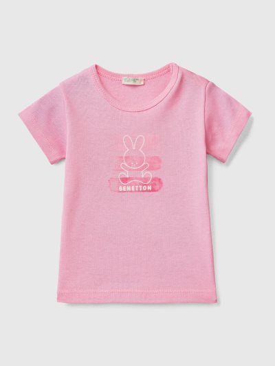 Benetton 100% Organic Katoenen T-shirts Kinderen Roze | BE509222