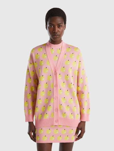 Benetton Apple Pattern Cardigan Dames Roze | BE369136