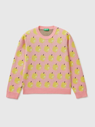 Benetton Apple Pattern Truien Kinderen Roze | BE697848