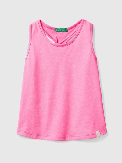 Benetton Back Knot Recycled Fabric Tanktop Kinderen Roze | BE387159