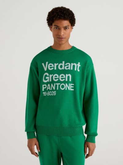 Benetton Benettonxpantone™ Inlay Crew Neck Sweaters Heren Groen | BE321073