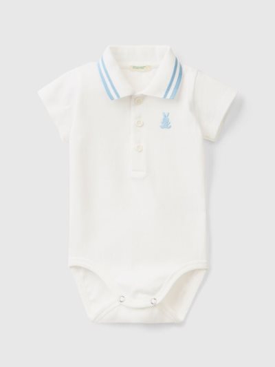 Benetton Bodysuit Organic Katoenen Poloshirt Kinderen Wit | BE928324