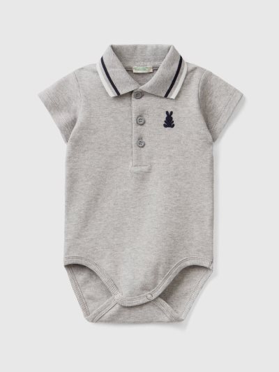 Benetton Bodysuit Organic Katoenen Poloshirt Kinderen Lichtgrijs | BE945298