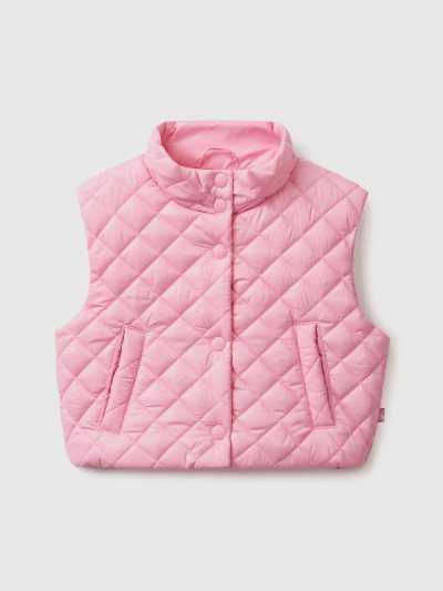 Benetton Boxy Fit Gewatteerd Gilet Kinderen Roze | BE892003