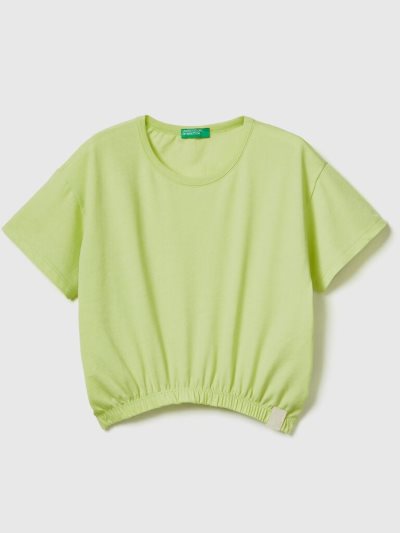 Benetton Boxy Fit Recycled Fabric Short Sleeve T-shirts Kinderen Geel | BE435948