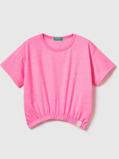 Benetton Boxy Fit Recycled Fabric Short Sleeve T-shirts Kinderen Roze | BE504750