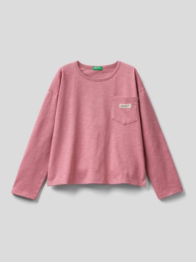 Benetton Breast Pocket Organic Katoenen Long Sleeve T-shirts Kinderen Donker | BE381988