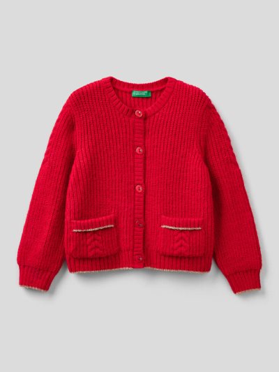 Benetton Buttons And Pockets Cardigan Kinderen Rood | BE384762